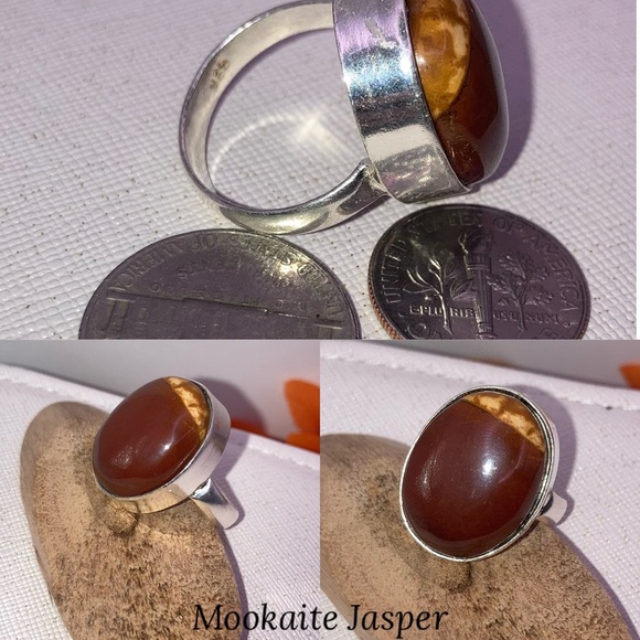 6pcs Handmade Ring Set Mookaite Jasper Purpurite Amber Gemstone - Picture 6 of 9